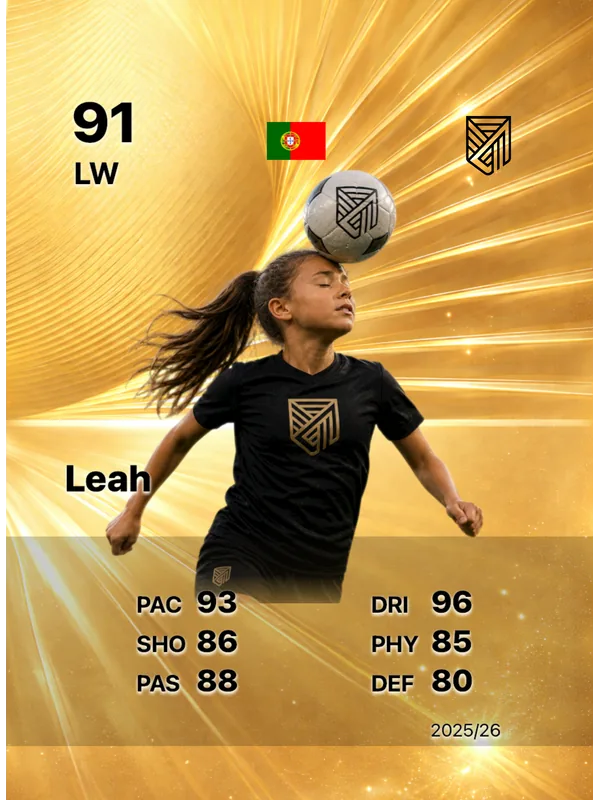 Example football card - Leah