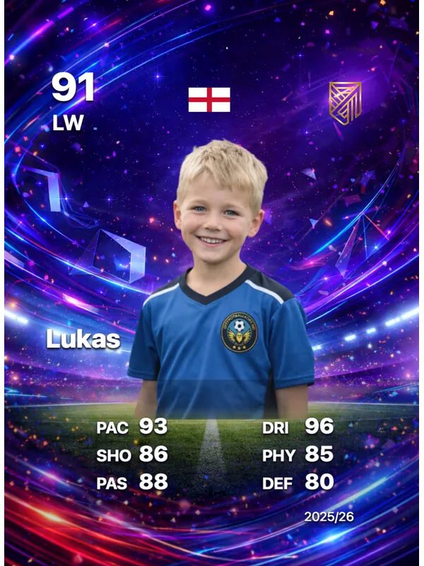 Example football card - Lukas