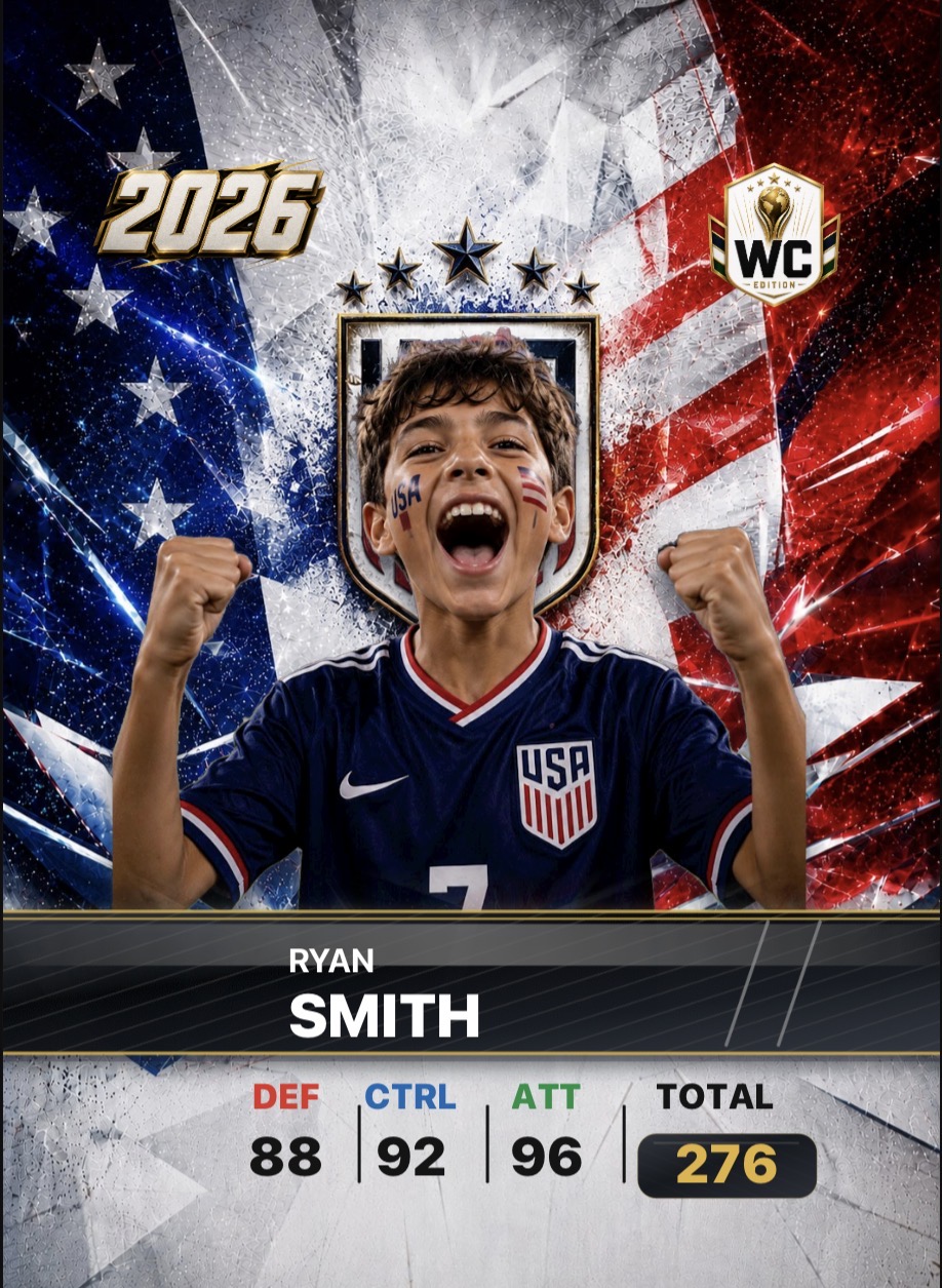 World Cup card design for Ryan